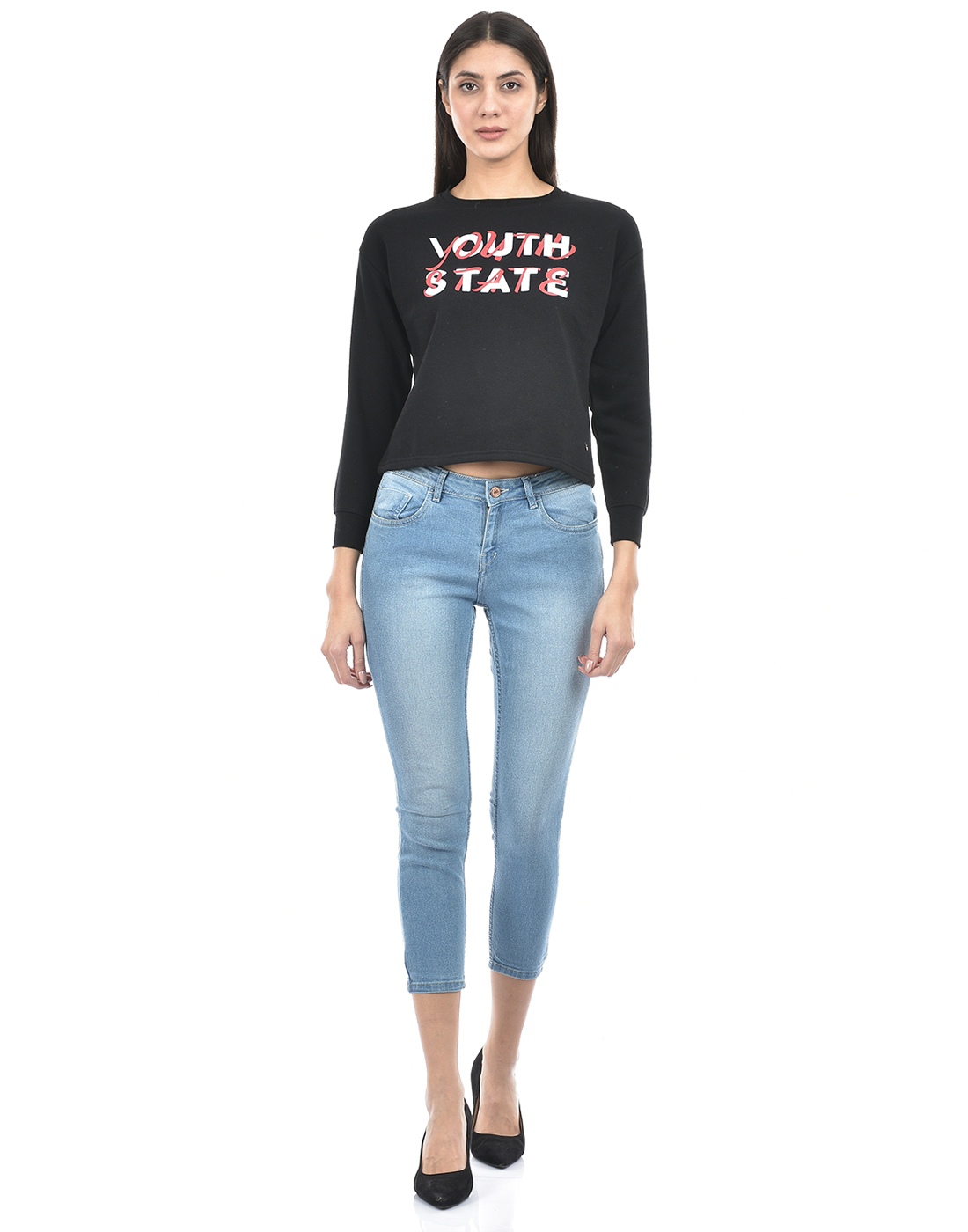 Numero Uno Women Typography Black Sweat Shirt